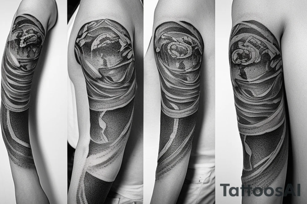 Stones and rocks and sand on arm tattoo idea