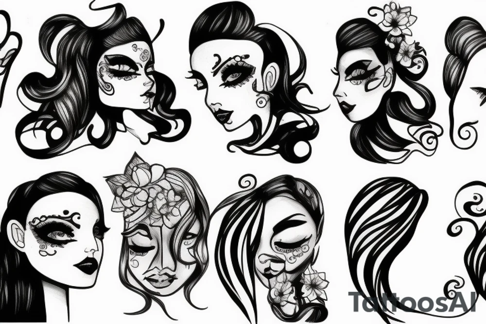 Face ink painting tattoo idea