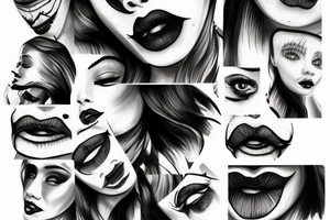 Distorted face ink painting tattoo idea