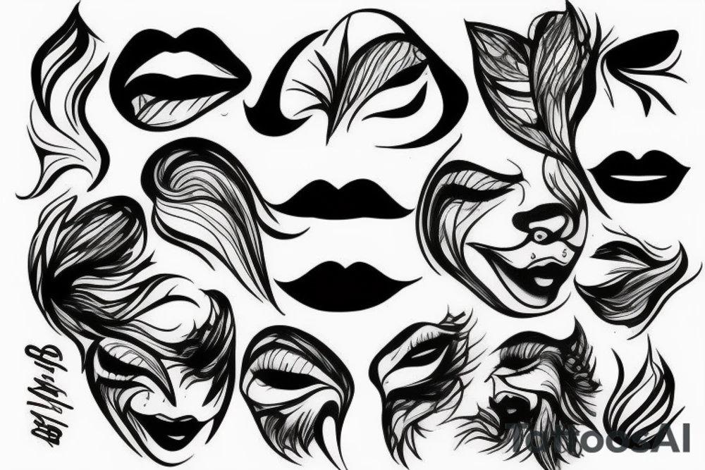 Distorted face ink painting tattoo idea