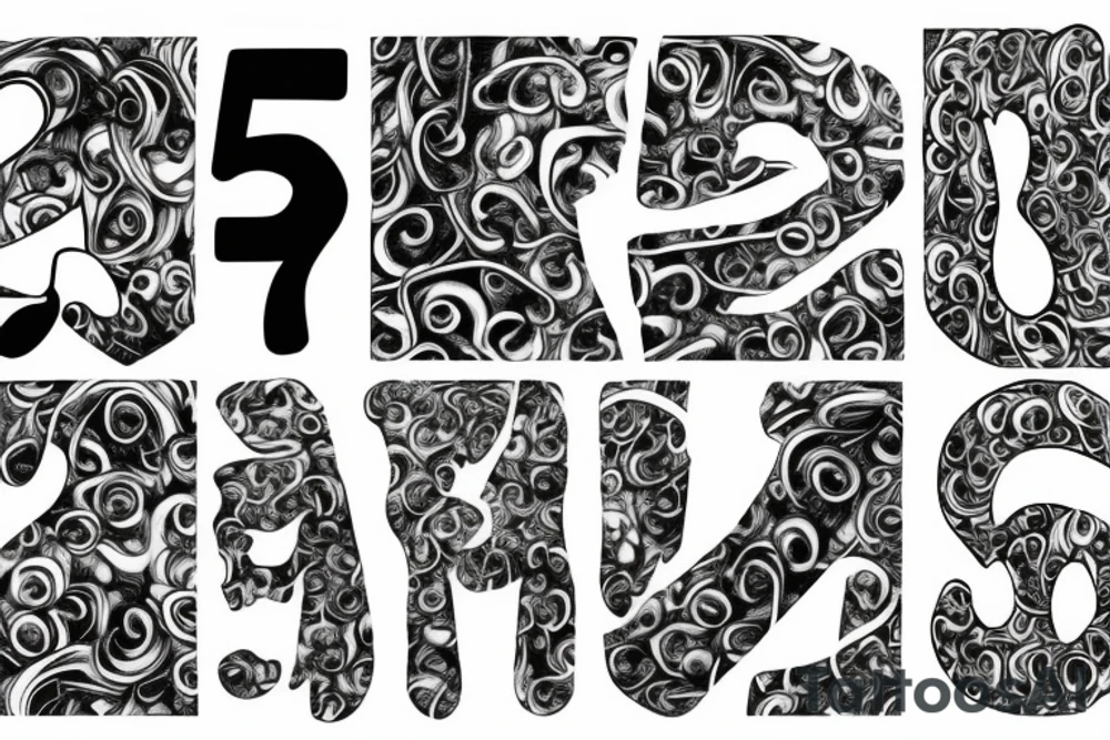 Number 42 and an infinte sign on thigh tattoo idea