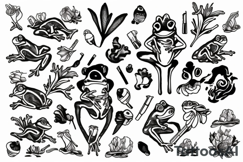 Frog smoking a joint tattoo idea