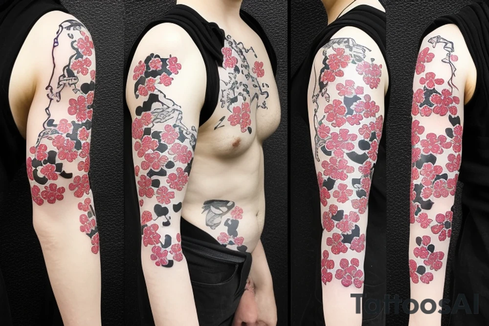 japanese sakura tattoo irezumi sleeve tattoo idea