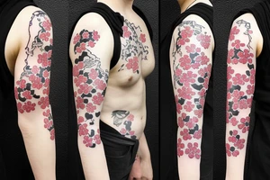 japanese sakura tattoo irezumi sleeve tattoo idea