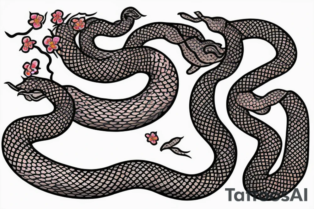 japanese sakura snake tattoo irezumi sleeve tattoo idea