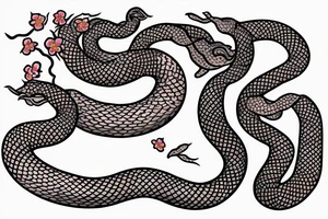 japanese sakura snake tattoo irezumi sleeve tattoo idea