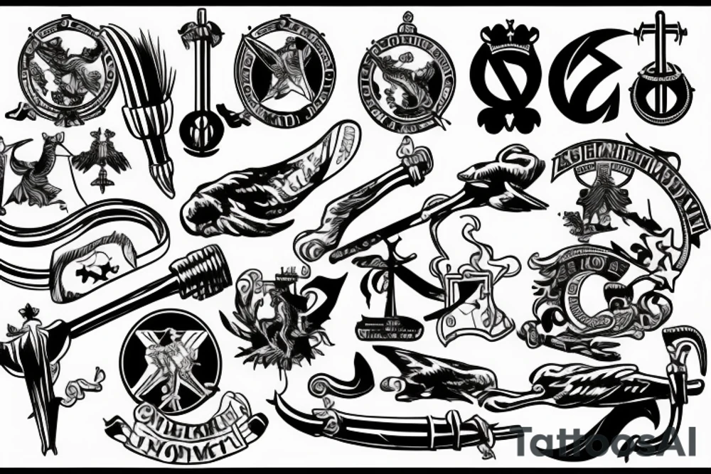 coat of arms of the USSR, submarine, hammer and sickle tattoo idea