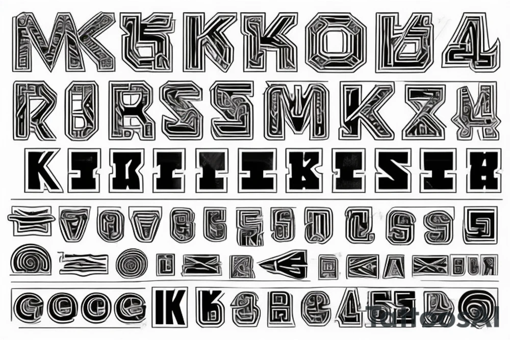 Combine the letters K and A with the digit 4 tattoo idea