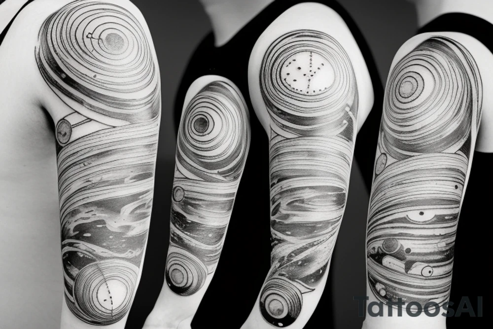 Right arm sleeve tattoo of the solar system tattoo idea