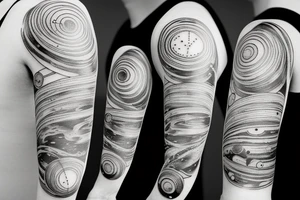 Right arm sleeve tattoo of the solar system tattoo idea