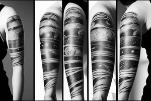 Right arm sleeve tattoo of the solar system tattoo idea