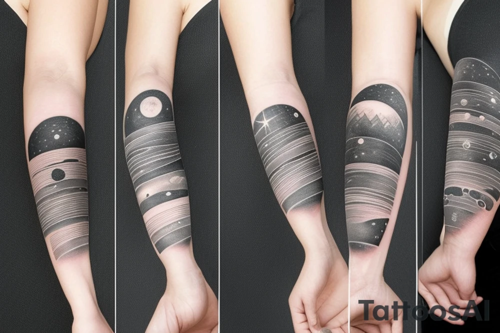 Right arm sleeve tattoo of the solar system tattoo idea