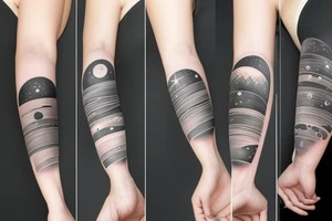 Right arm sleeve tattoo of the solar system tattoo idea