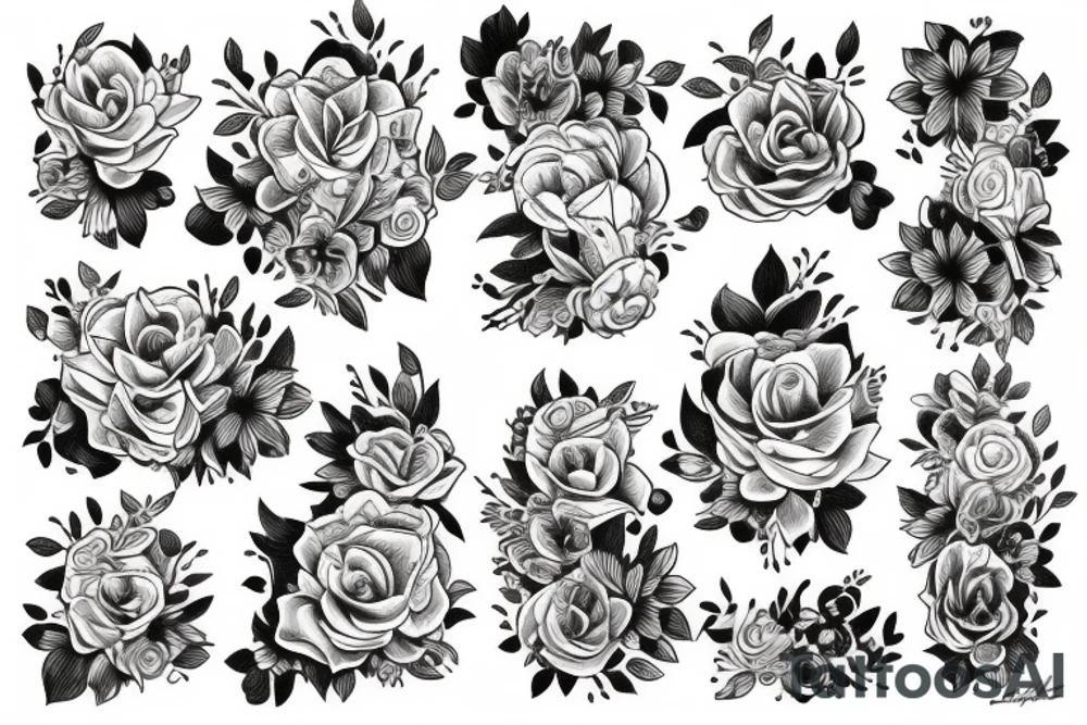 ramo de flores linea fina tattoo idea