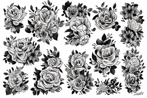 ramo de flores linea fina tattoo idea