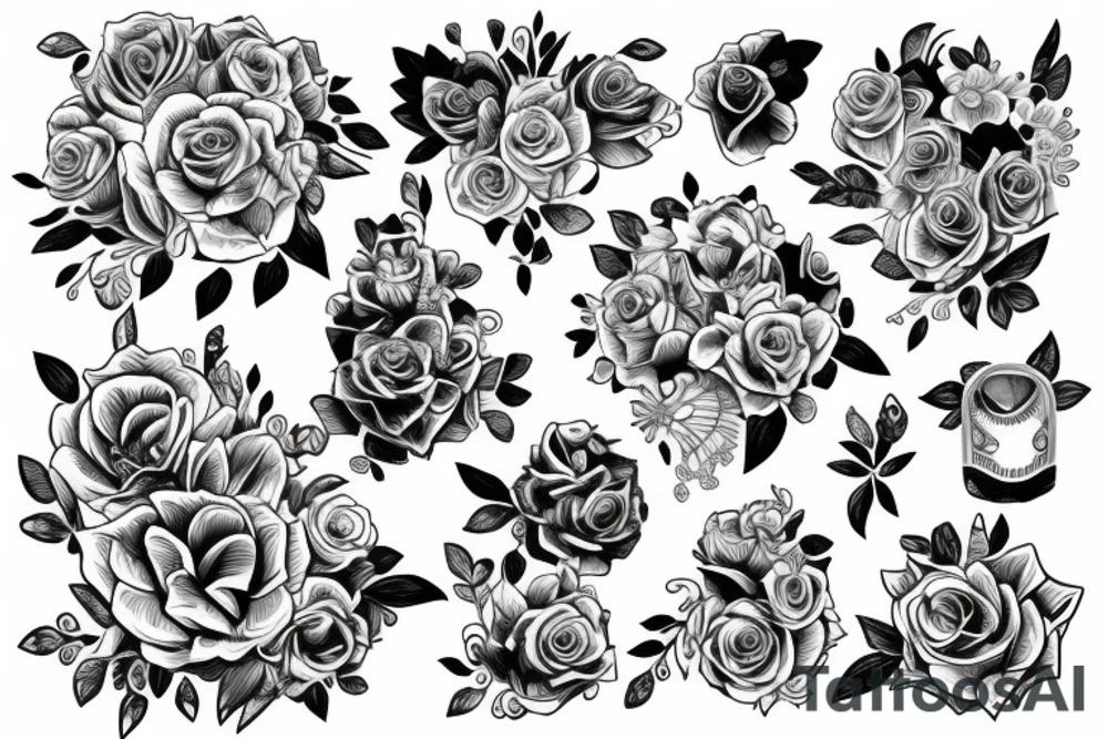 ramo de flores linea fina tattoo idea