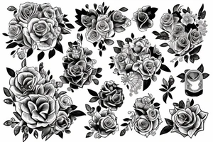 ramo de flores linea fina tattoo idea