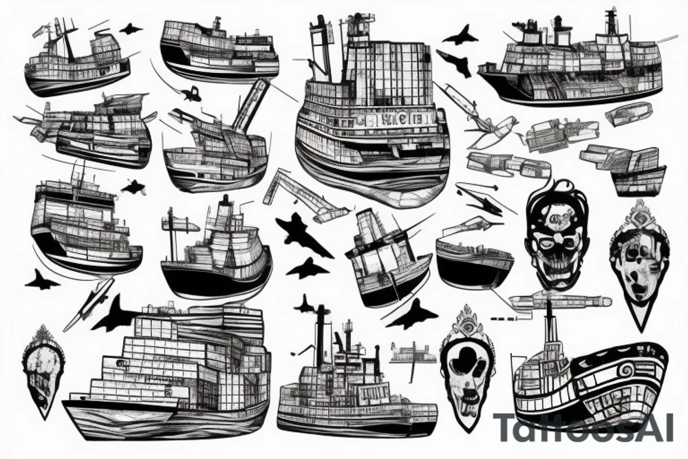sinking cargo ship broken in hald for arm tattoo tattoo idea