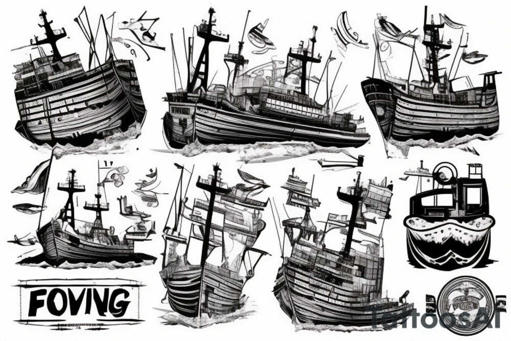 sinking cargo ship broken in hald for arm tattoo tattoo idea