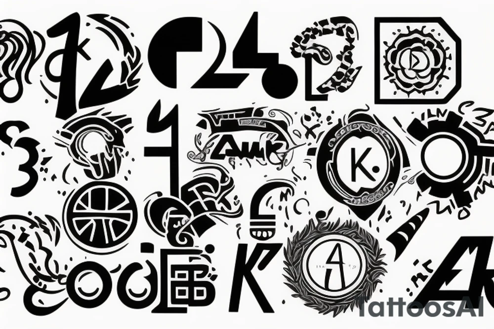 Combine K, A and 4 to create a logo tattoo idea