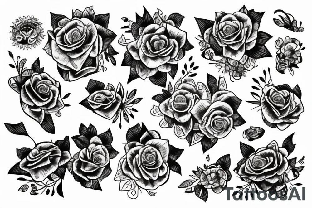 ramo de flores linea fina tattoo idea