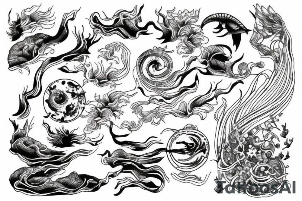 fine line water sea tattoo idea