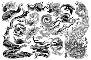 fine line water sea tattoo idea