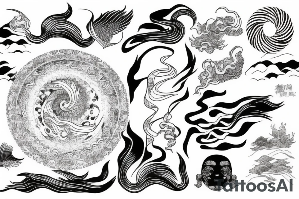 fine line water sea tattoo idea