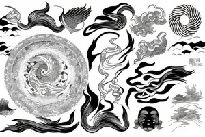 fine line water sea tattoo idea