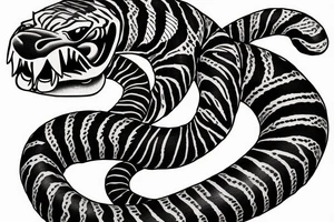 American Traditional Tiger fighting snake tattoo idea
