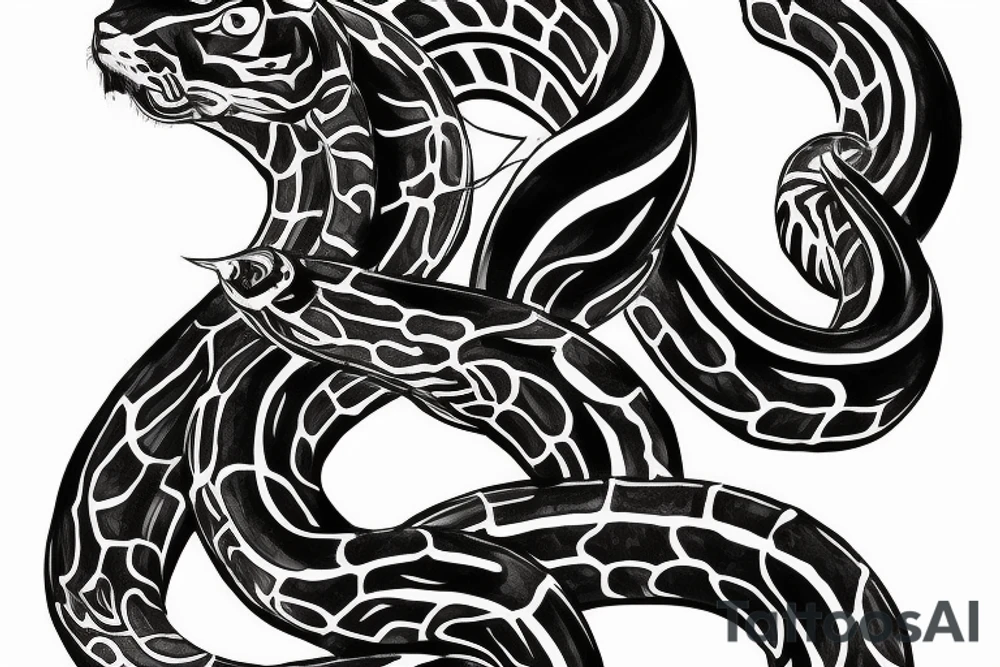 American Traditional Tiger fighting snake tattoo idea American Traditional Tiger fighting snake tattoo idea
