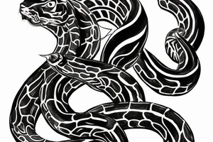 American Traditional Tiger fighting snake tattoo idea
