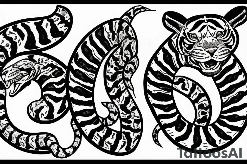 American Traditional Tiger fighting snake tattoo idea American Traditional Tiger fighting snake tattoo idea
