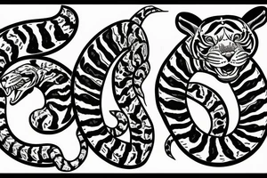 American Traditional Tiger fighting snake tattoo idea