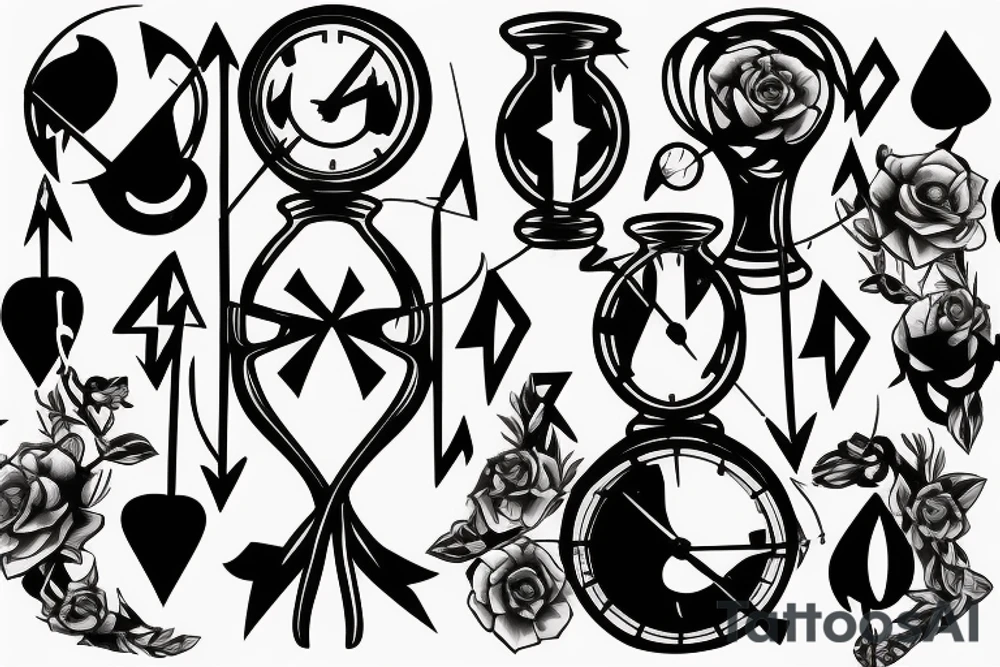 hourglass, traingle and arrow tattoo idea