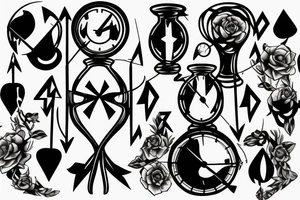 hourglass, traingle and arrow tattoo idea