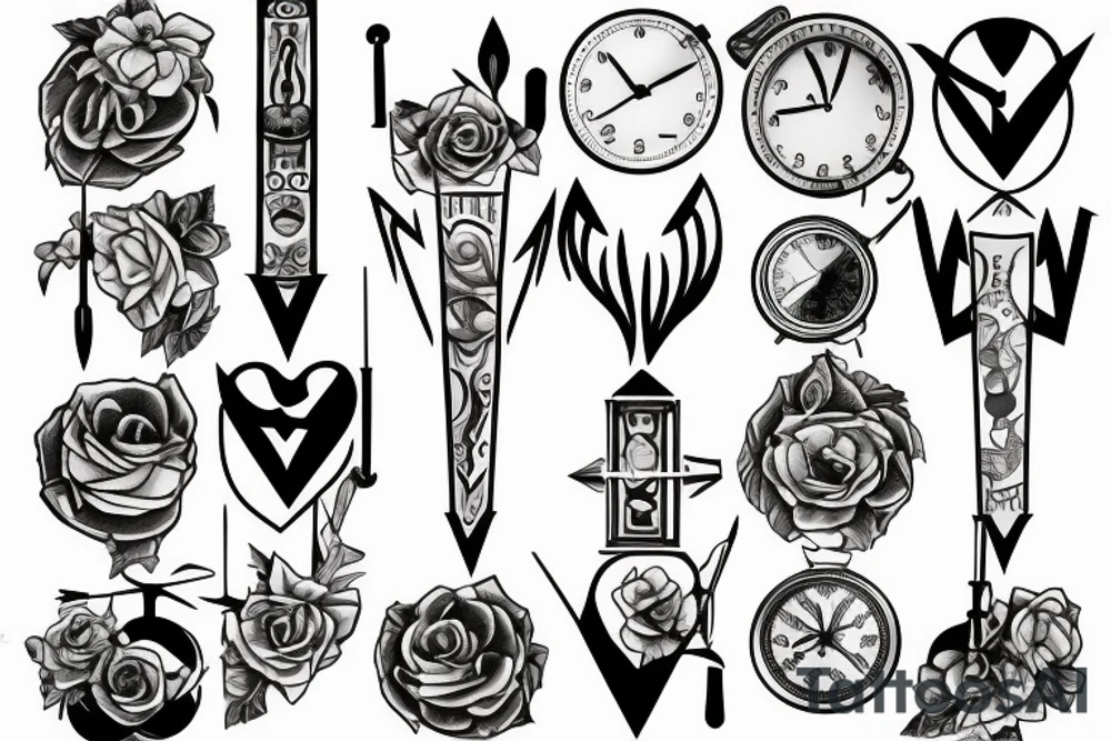 hourglass, traingle and arrow tattoo idea