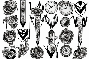 hourglass, traingle and arrow tattoo idea