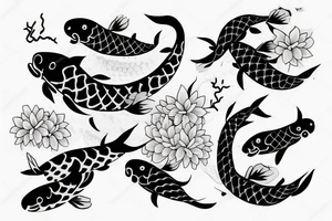 sleeve, nature, minimal, koi tattoo idea
