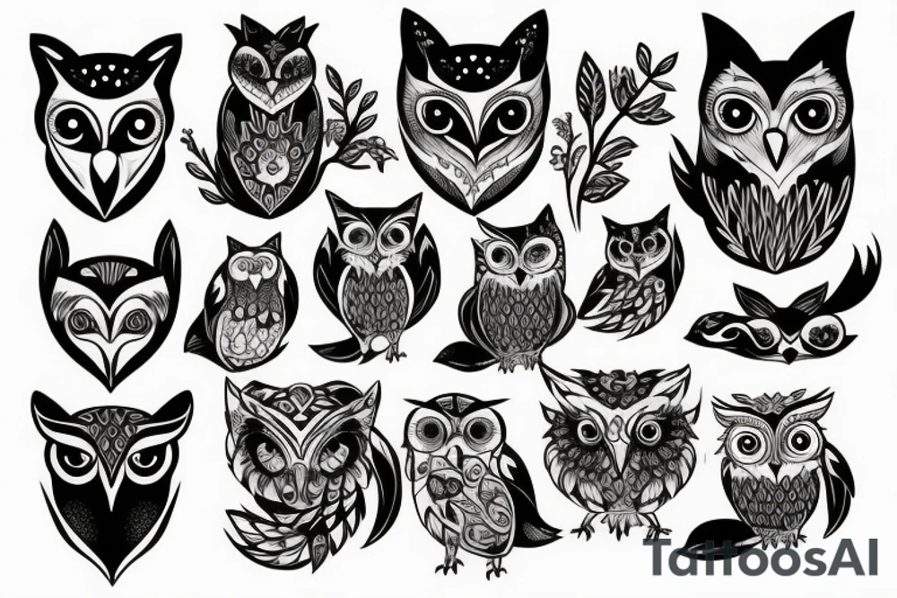 Owl with fox tattoo idea