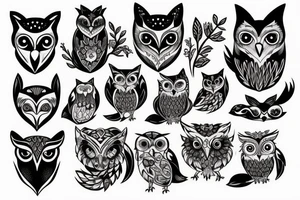 Owl with fox tattoo idea