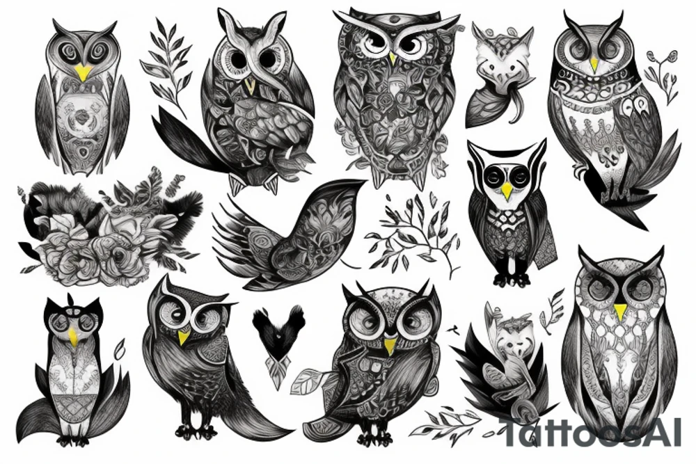 Owl with fox tattoo idea