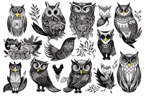 Owl with fox tattoo idea