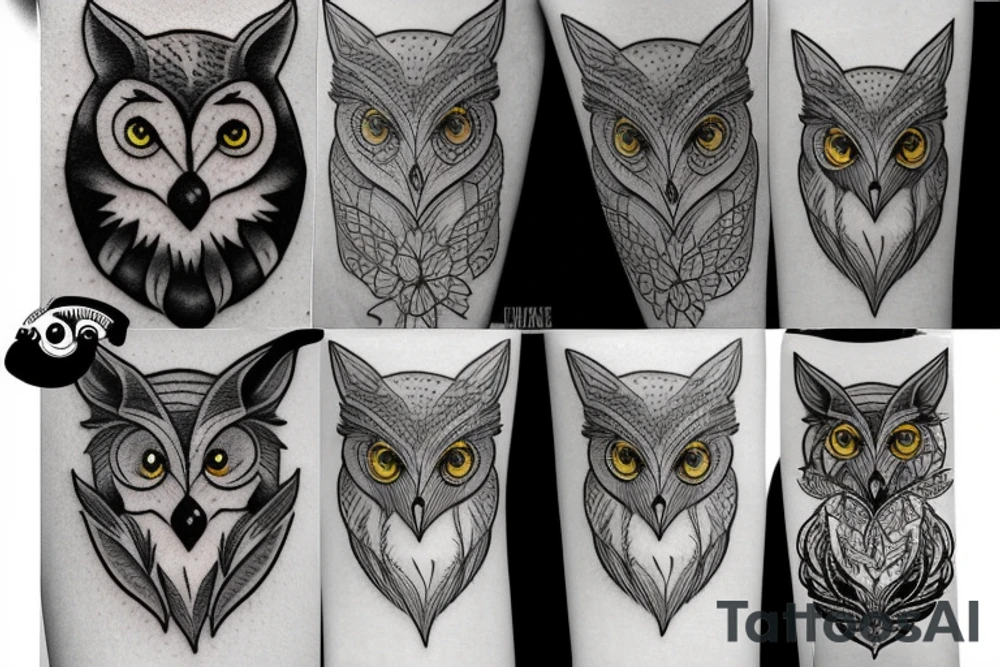 Owl and fox tattoo idea