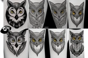 Owl and fox tattoo idea