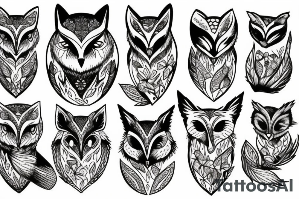 Owl and fox tattoo idea