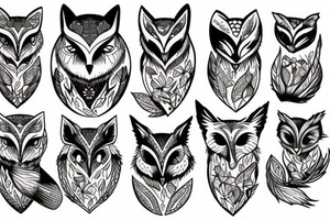Owl and fox tattoo idea