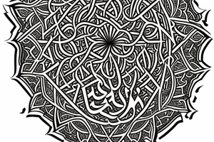 on the forearm, Arabic symbols, for peace and happiness, against the background of the Koran tattoo idea