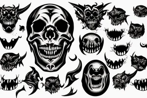 a skull of a demon with fangs , just the open mouth tattoo idea