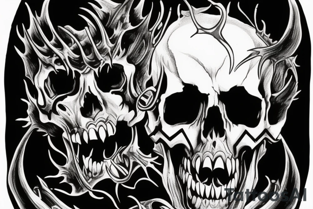 a skull of a demon with fangs , just the open mouth tattoo idea